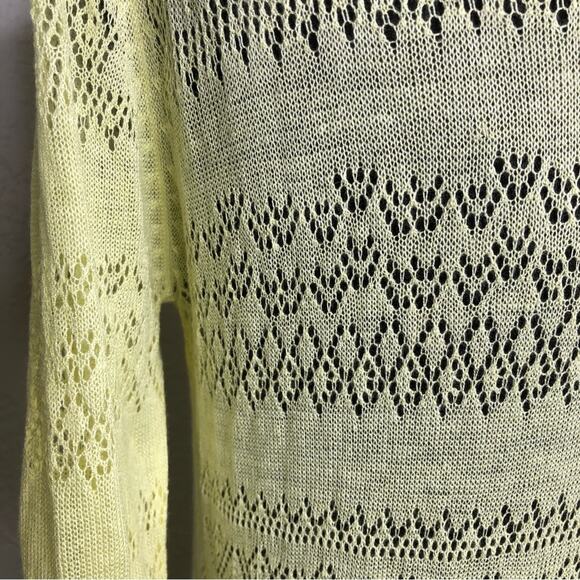 Zara Knitwear pale soft yellow open knit crochet button cardigan size Large NWT - Picture 12 of 13